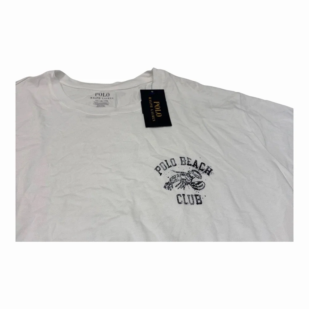 Polo Ralph Lauren Mens Beach Club Logo Lounge T Shirt White Size 1 XL NWT